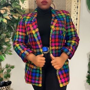 Vintage ColorBlock Wool Blend Blazer
